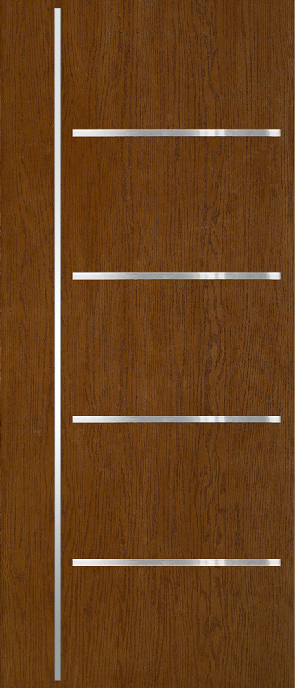 Fiberglass entrance door with wood-grain finish