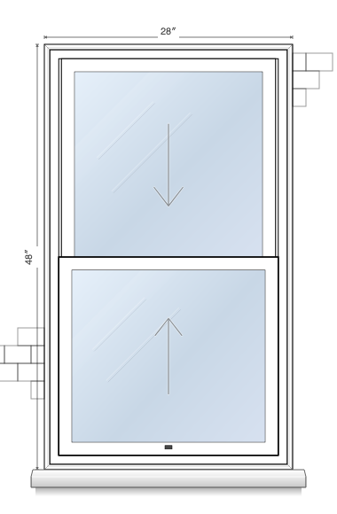 single hung window topology diagram, showing all operable