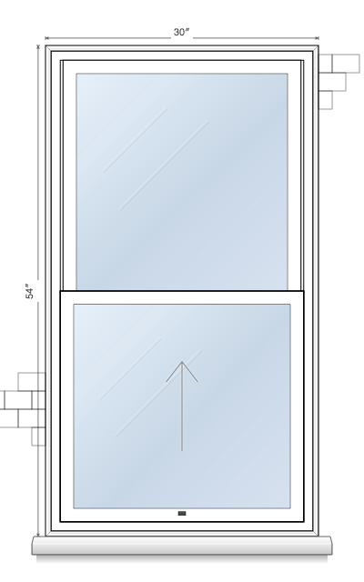 single hung window topology diagram, showing all operable